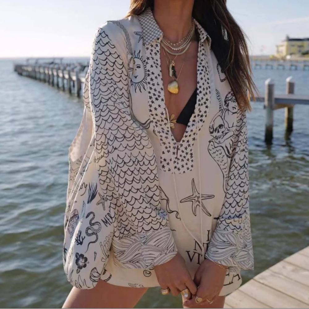 Patterned Swim Cover-Up with matching NBC shorts